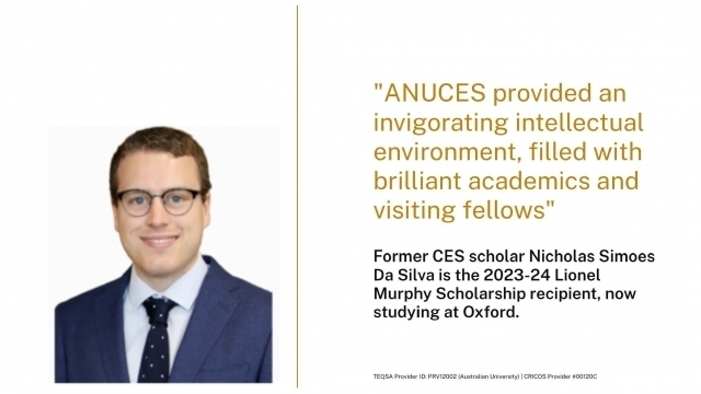 ANUCES scholar Nicholas de Simoes da Silva wins Lionel Murphy Scholarship to study at Oxford