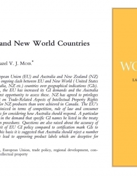 New publication: Hazel Moir on EU GI policy for the Journal of World Trade 