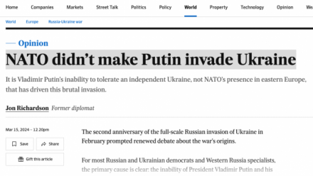 Opinion piece on Russian's invasion to Ukraine by Jon Richardson