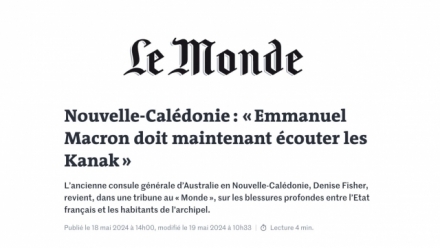 Visiting Fellow Denise Fisher writes for Le Monde on New Caledonia